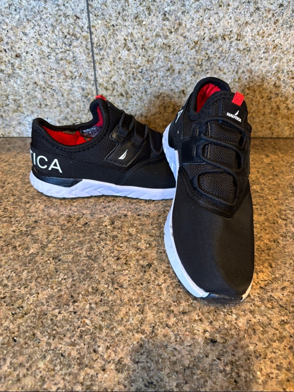 NWOT Nautica Kids Black Sneakers with Red Lining and White Sole